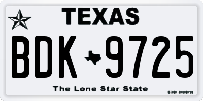 TX license plate BDK9725