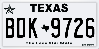TX license plate BDK9726