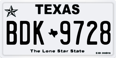 TX license plate BDK9728