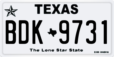TX license plate BDK9731