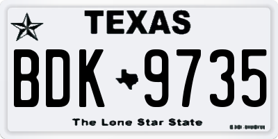 TX license plate BDK9735