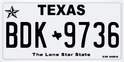 TX license plate BDK9736
