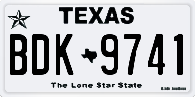 TX license plate BDK9741