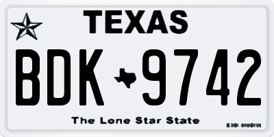 TX license plate BDK9742