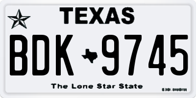 TX license plate BDK9745