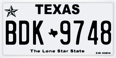 TX license plate BDK9748