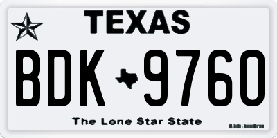 TX license plate BDK9760