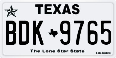 TX license plate BDK9765
