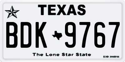 TX license plate BDK9767