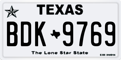 TX license plate BDK9769