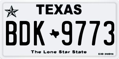 TX license plate BDK9773