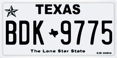 TX license plate BDK9775
