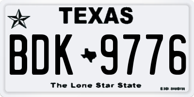 TX license plate BDK9776