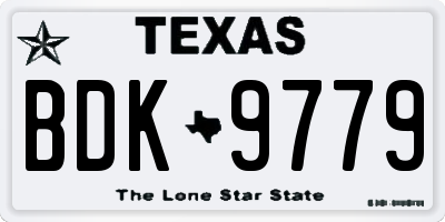 TX license plate BDK9779