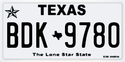 TX license plate BDK9780