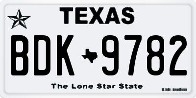 TX license plate BDK9782