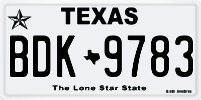 TX license plate BDK9783