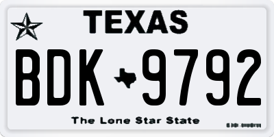 TX license plate BDK9792