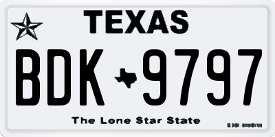 TX license plate BDK9797