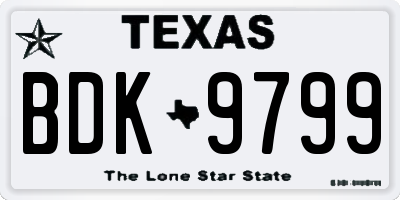 TX license plate BDK9799