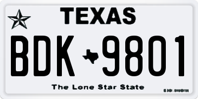 TX license plate BDK9801