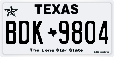 TX license plate BDK9804