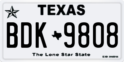 TX license plate BDK9808