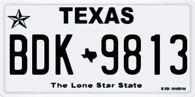 TX license plate BDK9813