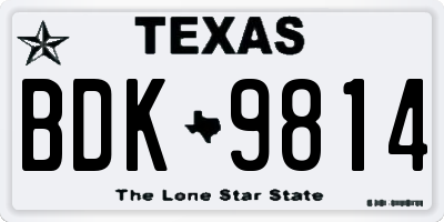 TX license plate BDK9814