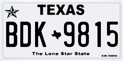 TX license plate BDK9815