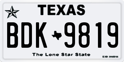 TX license plate BDK9819