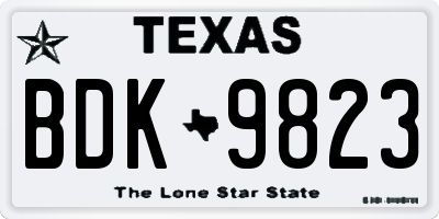 TX license plate BDK9823