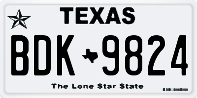 TX license plate BDK9824