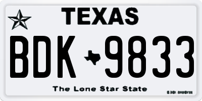 TX license plate BDK9833