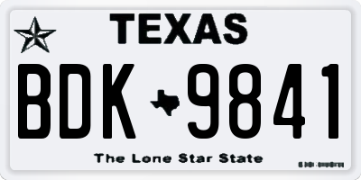 TX license plate BDK9841
