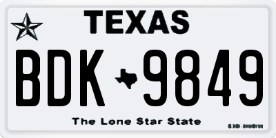 TX license plate BDK9849