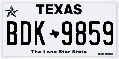 TX license plate BDK9859