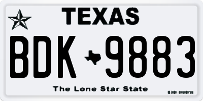 TX license plate BDK9883