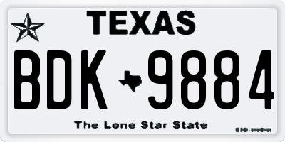 TX license plate BDK9884