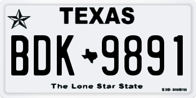 TX license plate BDK9891