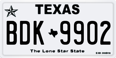 TX license plate BDK9902