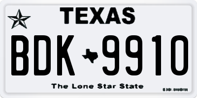 TX license plate BDK9910