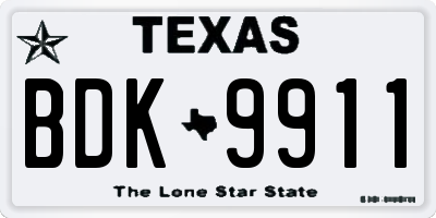 TX license plate BDK9911
