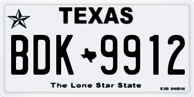 TX license plate BDK9912