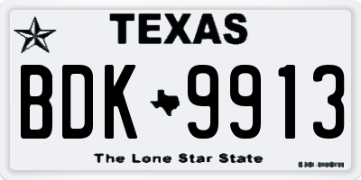 TX license plate BDK9913