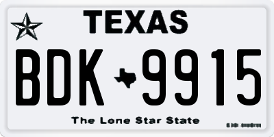 TX license plate BDK9915