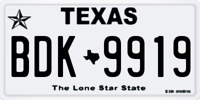 TX license plate BDK9919