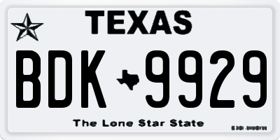 TX license plate BDK9929