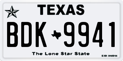 TX license plate BDK9941