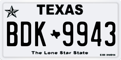 TX license plate BDK9943